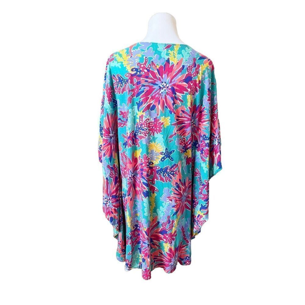 Lilly Pulitzer Stefani Dress Trippin & Sippin Beach Coverup Aqua Pink Cruisewear - Picture 5 of 12